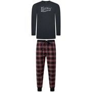Lucky Brand Crew Neck & Closed Hem Flannel Pant Pyjama Set