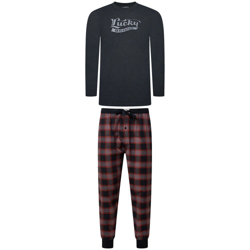 Lucky Brand Crew Neck & Closed Hem Flannel Pant Pyjama Set