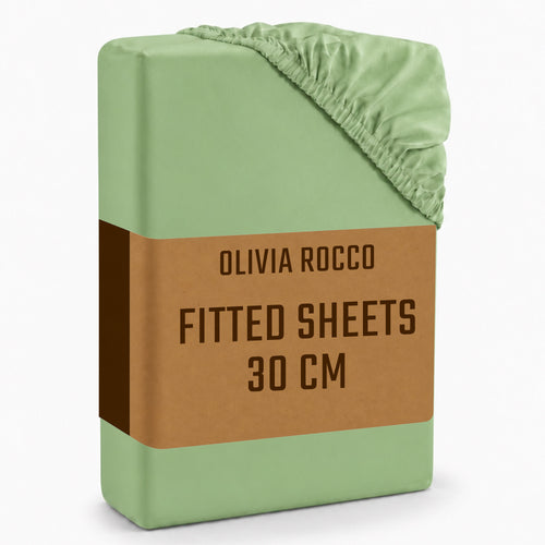 OLIVIA ROCCO Fitted Sheets Plain Dye Super Soft Easy Care Bed Linen Sets Easy-Care Hotel-Quality Comfort