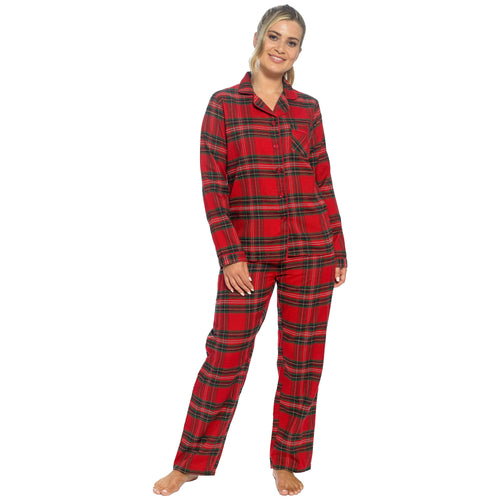 Daisy Dreamer Womens Flannelette Check Pyjama Set Soft Brushed Cotton Easy Care Super Soft Cosy Sleepwear