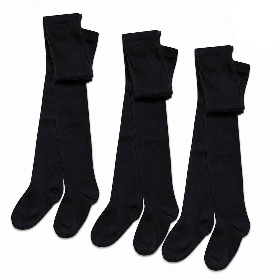 Sock Stack Girls Cotton Lycra Tights 3 Pairs Cotton Rich Back To School Uniform Reinforced Heel Toe Multipack Value