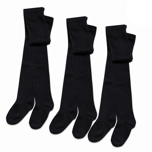Sock Stack Girls Cotton Lycra Tights 3 Pairs Cotton Rich Back To School Uniform Reinforced Heel Toe Multipack Value