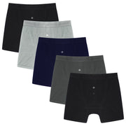 Sock Stack Men's Cotton Button Fly Boxer Shorts Pack Of 5 Breathable Stretch Gym Sports