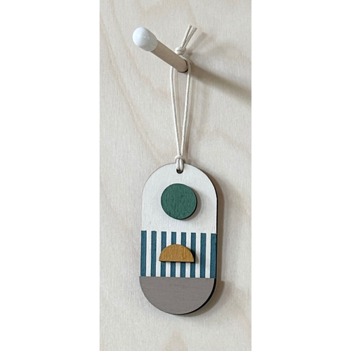 Geometric Decoration - Mini Mid-Century Wall Art - Little Wooden Decoration - Green & Yellow Decor