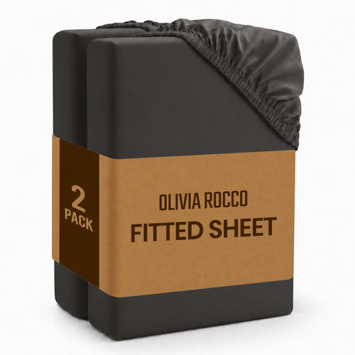 OLIVIA ROCCO Fitted Sheets Plain Dye Super Soft Easy Care Bed Linen Sets Easy-Care Hotel-Quality Comfort