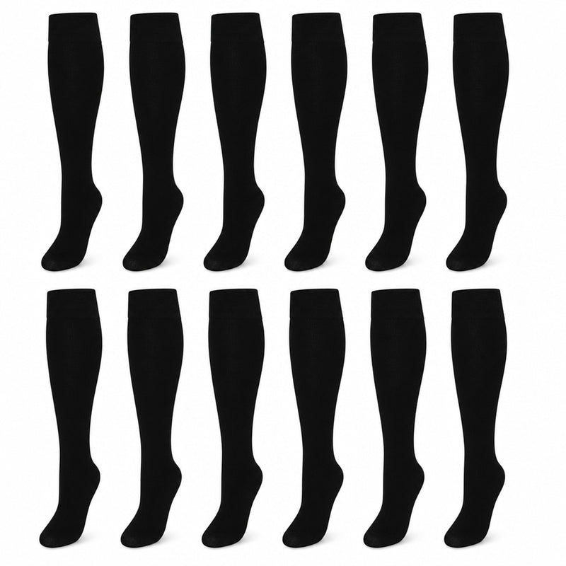 Sock Stack Girls Long School Socks 12 Pairs Cotton Rich Sculpted Heels And Toes Sizes