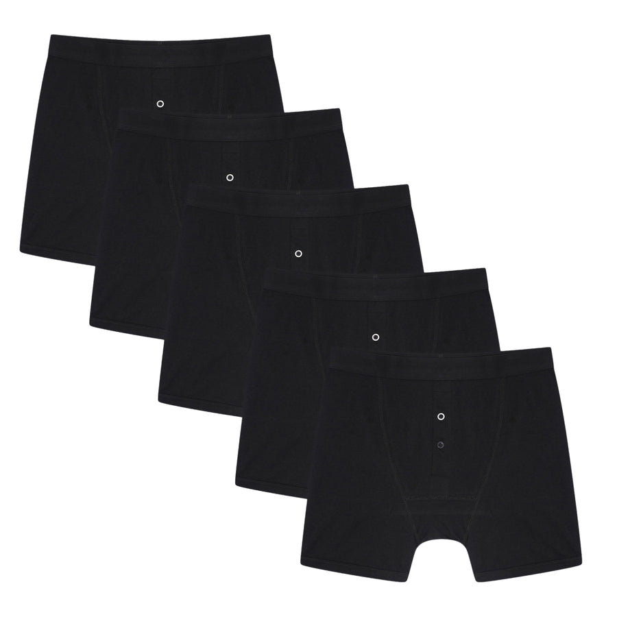 Sock Stack Men's Cotton Button Fly Boxer Shorts Pack Of 5 Breathable Stretch Gym Sports