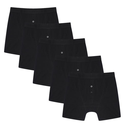 Sock Stack Men's Cotton Button Fly Boxer Shorts Pack Of 5 Breathable Stretch Gym Sports