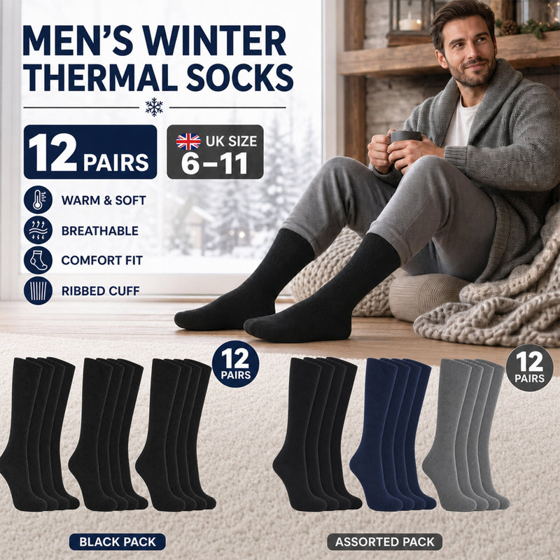 Sock Stack Men's 100% Cotton Moisture-Wicking Antibacterial Dress Work Socks 12 Pairs