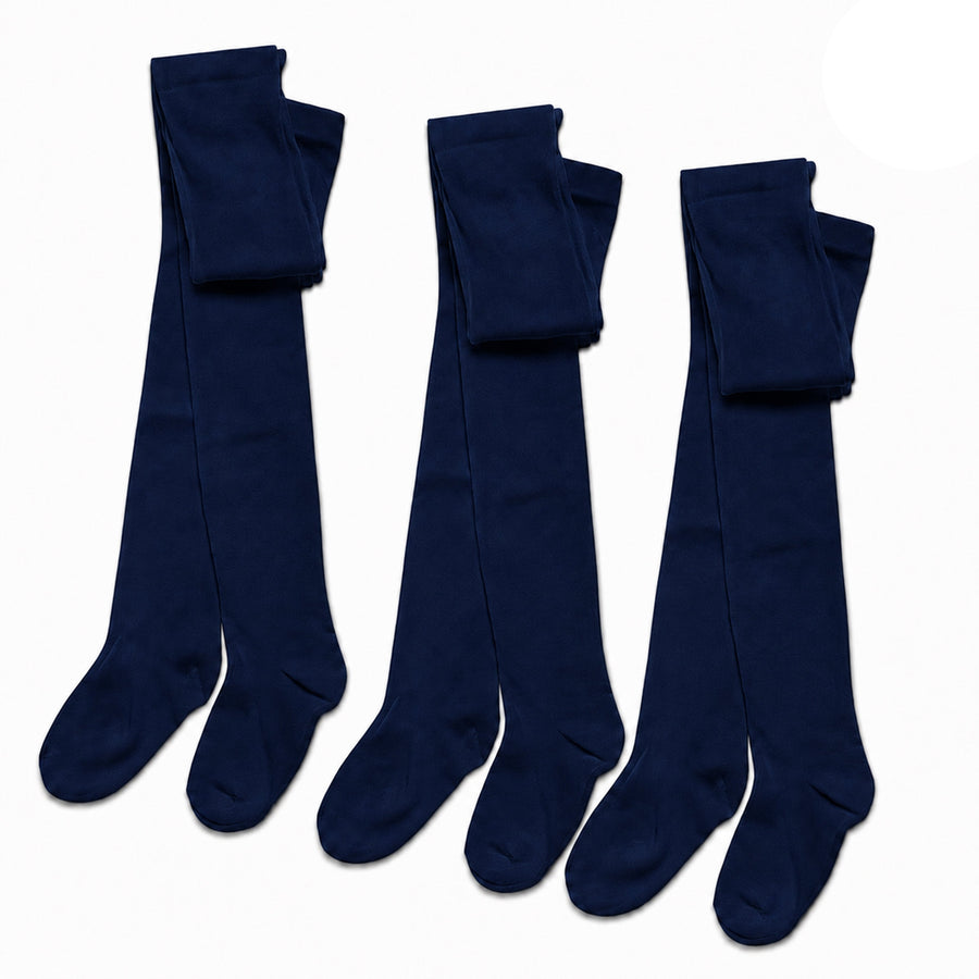 Sock Stack Girls Cotton Lycra Tights 3 Pairs Cotton Rich Back To School Uniform Reinforced Heel Toe Multipack Value