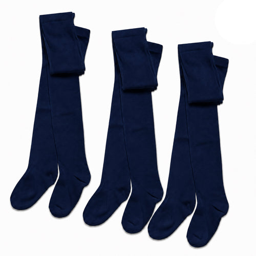 Sock Stack Girls Cotton Lycra Tights 3 Pairs Cotton Rich Back To School Uniform Reinforced Heel Toe Multipack Value
