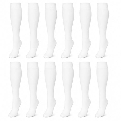 Sock Stack Girls Long School Socks 12 Pairs Cotton Rich Sculpted Heels And Toes Sizes