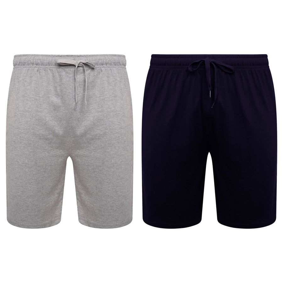 Sock Stack Men's Cotton Lounge Shorts Stretchable 2 Pack Black Navy Grey Durable