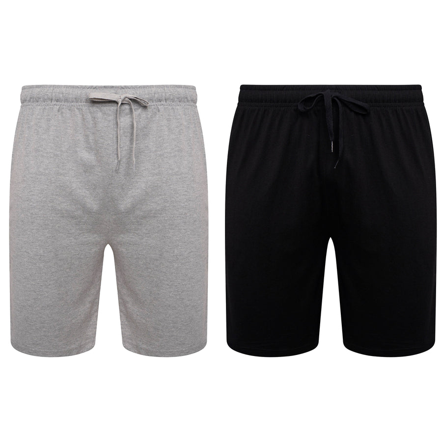 Sock Stack Men's Cotton Lounge Shorts Stretchable 2 Pack Black Navy Grey Durable