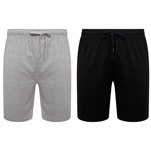 Sock Stack Men's Cotton Lounge Shorts Stretchable 2 Pack Black Navy Grey Durable