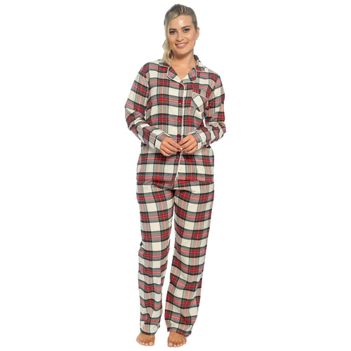 Daisy Dreamer Womens Flannelette Check Pyjama Set Soft Brushed Cotton Easy Care Super Soft Cosy Sleepwear