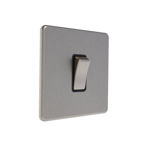 Caradok 1G 2Way 10A Switch Brushed Chrome with Black Inserts