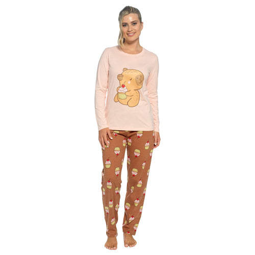 Daisy Dreamer Women's Cotton Pyjama Set With Elasticated Patterned Bottoms Super Soft Cosy Sleepwear