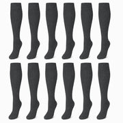 Sock Stack Girls Long School Socks 12 Pairs Cotton Rich Sculpted Heels And Toes Sizes
