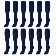 Sock Stack Girls Long School Socks 12 Pairs Cotton Rich Sculpted Heels And Toes Sizes