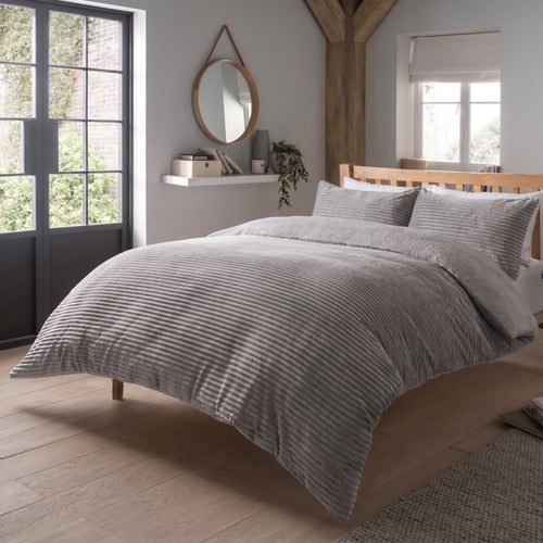 OLIVIA ROCCO Ribbed Fleece Reversible Teddy Duvet Set OEKO-TEX Certified Multiple Sizes