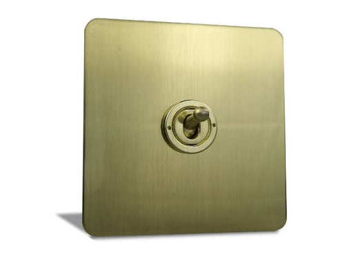 Caradok 1 Gang Screwless Intermediate Brushed Brass Toggle Switch
