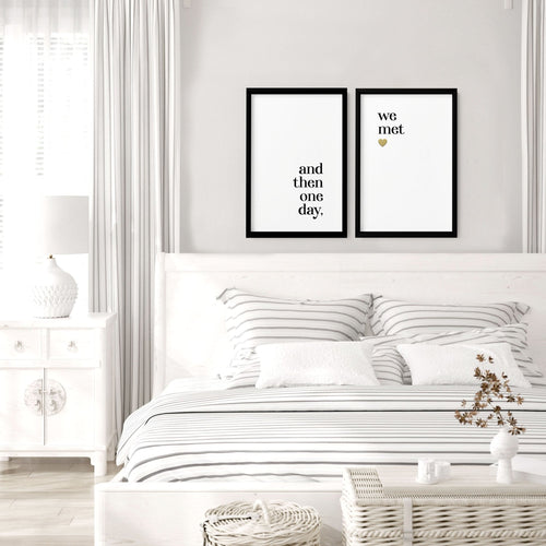 1st year anniversary gift | set of 2 wall art prints for Bedroom