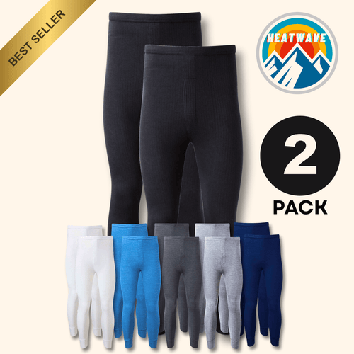 Heatwave Thermalwear Men's Long Johns 2 Pack Brushed Insulated Baselayer Warm Size S-XXL