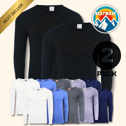 Heatwave Thermalwear Mens Thermal Long Sleeve Top Pack Of 2 Brushed Yarn Baselayer Sizes