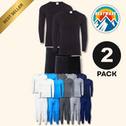 Heatwave Thermalwear Men's Thermal Underwear Set 2 Pack Long Sleeve Top and Long Johns