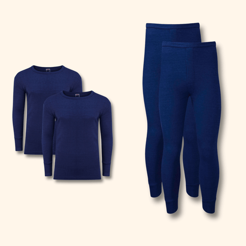 Heatwave Thermalwear Men's Thermal Underwear Set 2 Pack Long Sleeve Top and Long Johns
