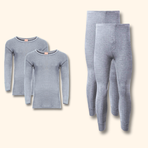 Heatwave Thermalwear Men's Thermal Underwear Set 2 Pack Long Sleeve Top and Long Johns