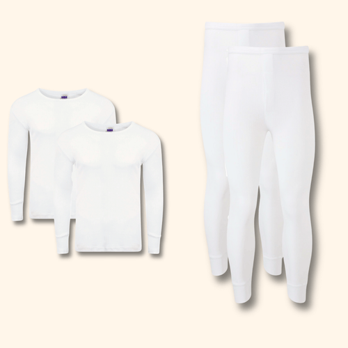 Heatwave Thermalwear Men's Thermal Underwear Set 2 Pack Long Sleeve Top and Long Johns