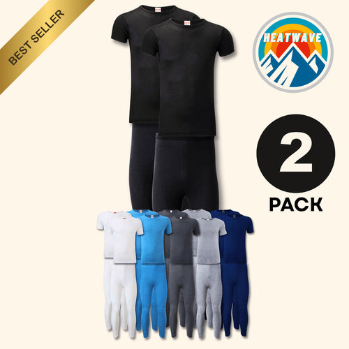 Heatwave Thermalwear Men's Thermal Underwear Set 2 Pack T Shirt And Long Johns Brushed