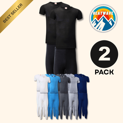 Heatwave Thermalwear Men's Thermal Underwear Set 2 Pack T Shirt And Long Johns Brushed