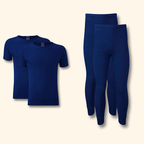 Heatwave Thermalwear Men's Thermal Underwear Set 2 Pack T Shirt And Long Johns Brushed