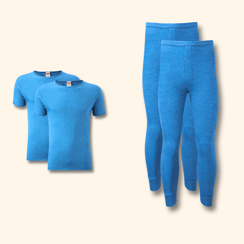 Heatwave Thermalwear Men's Thermal Underwear Set 2 Pack T Shirt And Long Johns Brushed