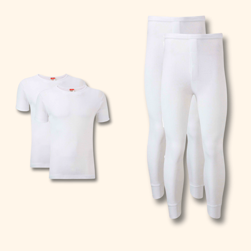 Heatwave Thermalwear Men's Thermal Underwear Set 2 Pack T Shirt And Long Johns Brushed