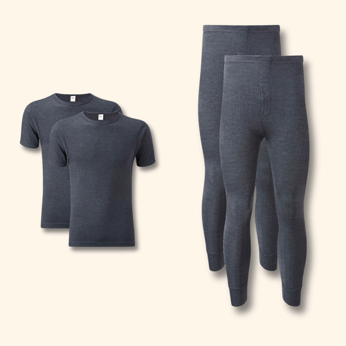 Heatwave Thermalwear Men's Thermal Underwear Set 2 Pack T Shirt And Long Johns Brushed