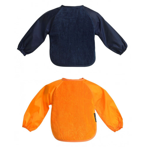 2 PACK - Mum 2 Mum Long Sleeved Wonder Bibs LARGE 18m - 3 years - Orange & Navy