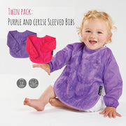 2 PACK - Mum 2 Mum Long Sleeved Wonder Bibs LARGE 18m - 3 years - Purple & Cerise