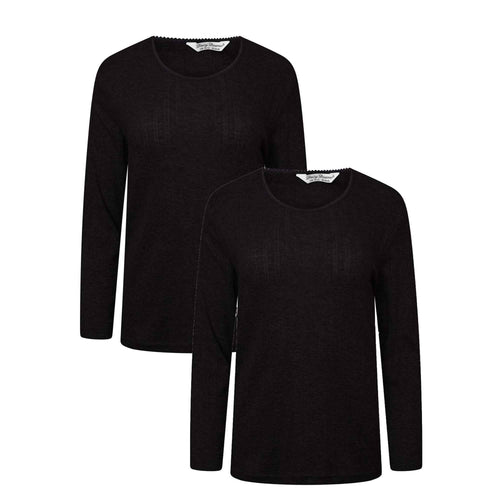 Heatwave Thermalwear Womens Thermal Long Sleeve Base Layer Top Pack Of 2 Insulated