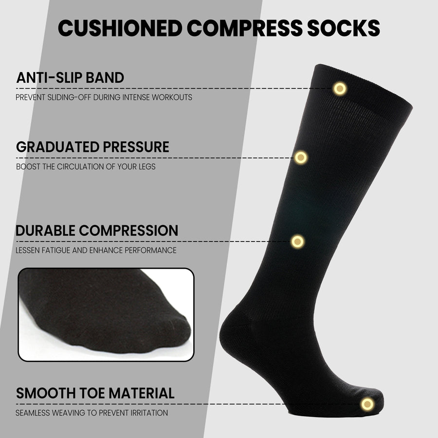 Sock Stack Travel Compression Socks 2 Pairs Unisex Knee-High Black Breathable Flight