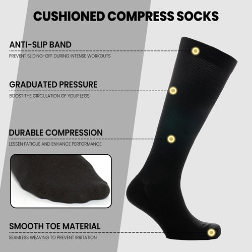 Sock Stack Travel Compression Socks 2 Pairs Unisex Knee-High Black Breathable Flight