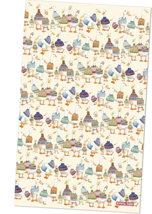 Emma Ball "Dapper Ducks", Pure cotton tea towel. Printed in the UK.