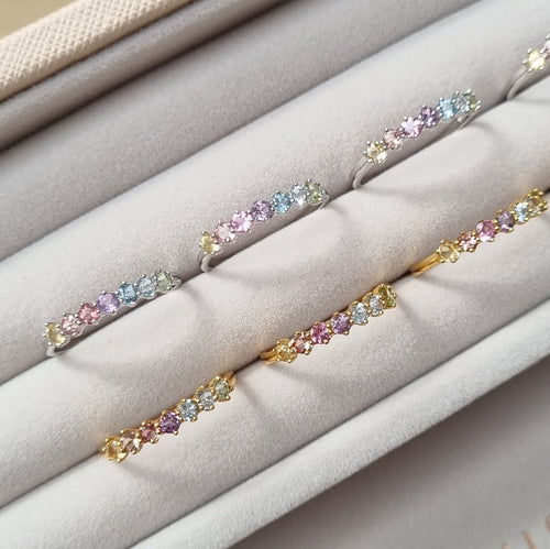 Pastel Rainbow Gemstone Eternity Ring in 18k Gold Vermeil