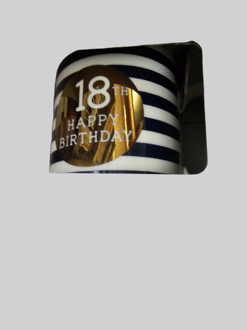 HAPPY 18TH STRIPPED BOXED BIRTHDAY MUG