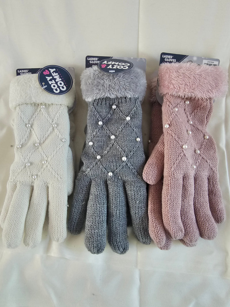 Ladies Cosy and Comfy One Size Gloves in 3 Assorted Colors  one supplied