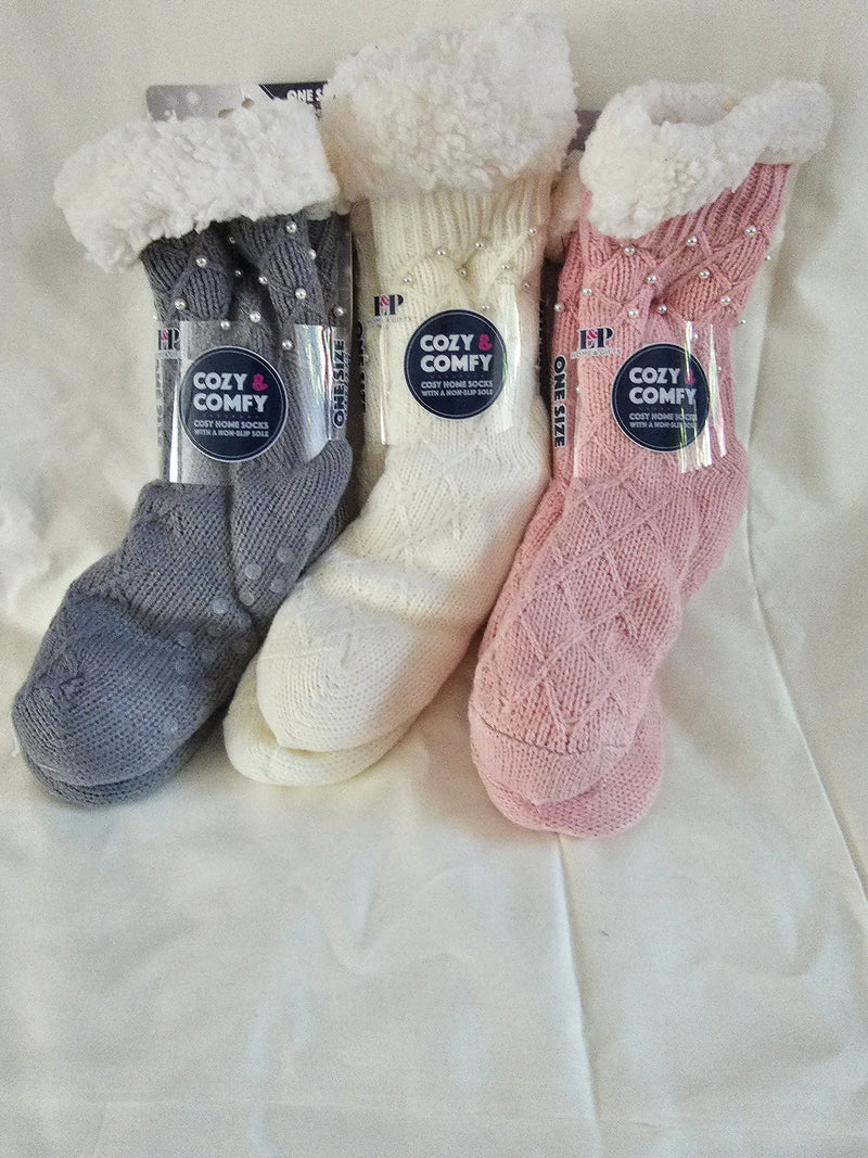 Ladies Cosy and Comfy One Size Socks in 3 Assorted Colors  one supplied