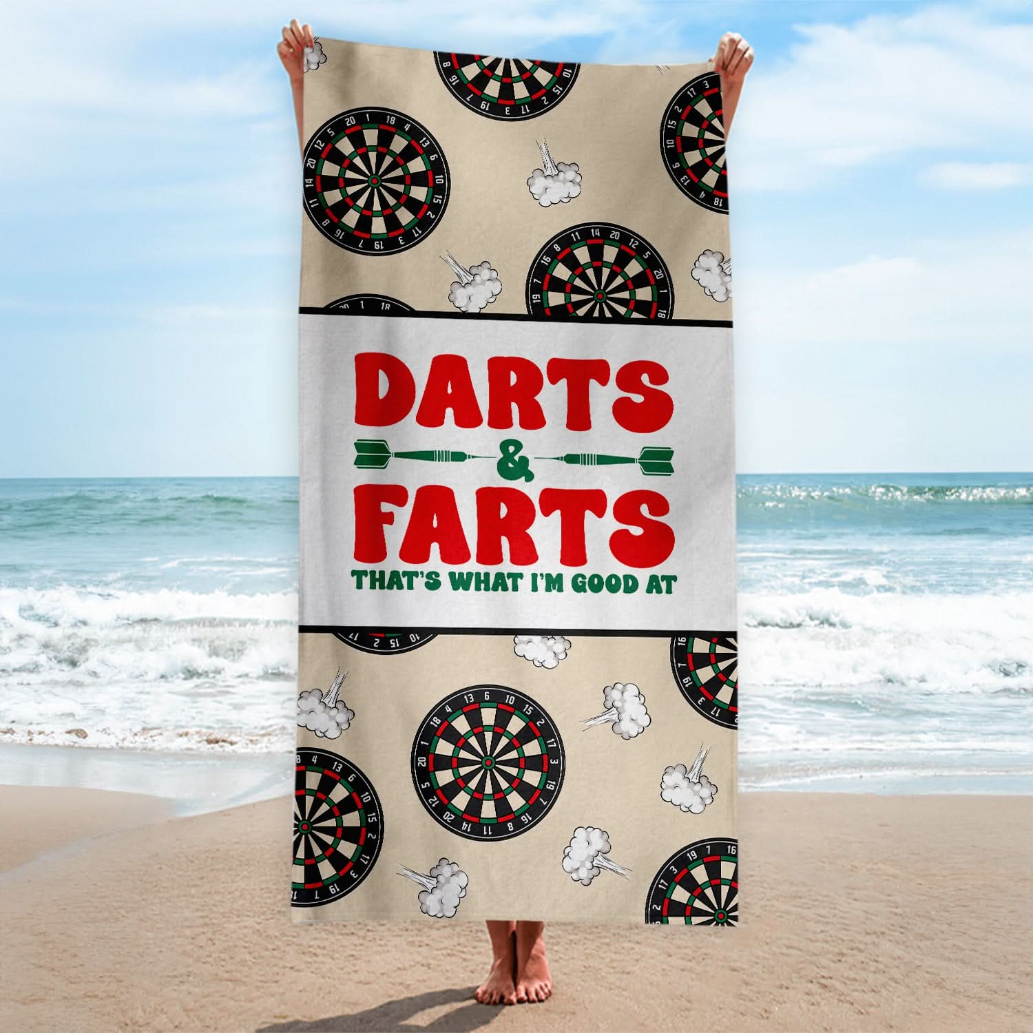 Darts & Farts- Darts Beach Towel - 150cm x 75cm